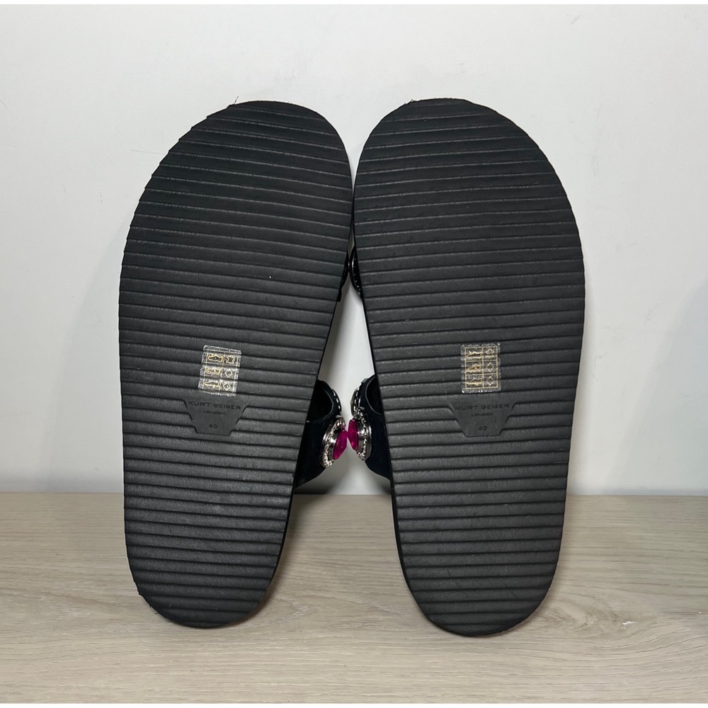 Kurt Geiger London Womens ORSON CRYSTAL Black Leather Slide Sandals Shoes Sz 9 - Picture 9 of 9